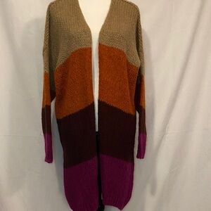 Multicolor Open Front Cardigan Sweater